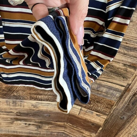 ACTIVE USA Retro crop Top shirt Sailor Striped long sleeves MEDIUM crew neck - Picture 4 of 9